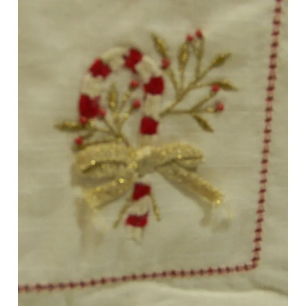 Holiday Happiness Hand Crafted Placemat Set of 4 Candy Cane Christmas NIP